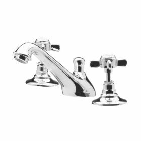 Nuie Beaumont Traditional 3 Tap Hole Basin Mixer Tap With Waste
