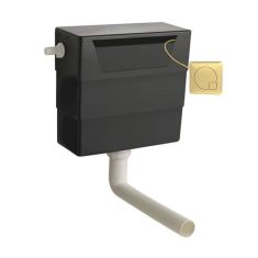 Hudson Reed Universal Access Cistern & Brushed Brass Square Flush Plate
