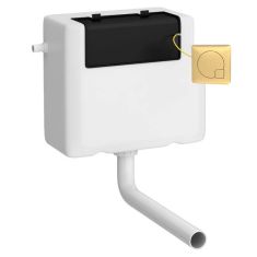 Hudson Reed Universal Access Cistern & Brushed Brass Square Flush Plate