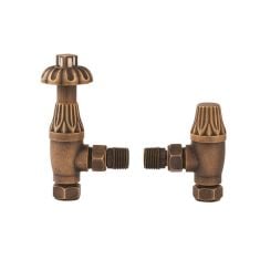 Hudson Reed Angled Thermo Radiator Valves Antique Brass
