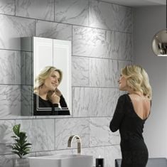 HiB Edge 60 Double Door LED Illuminated Mirror Cabinet 600 x 700mm