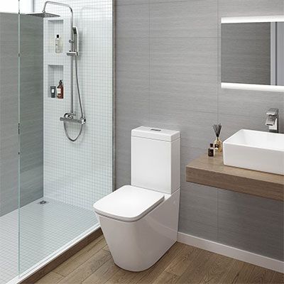 Modern Bathroom White Gloss Close Coupled Toilet Cistern Pan Seat